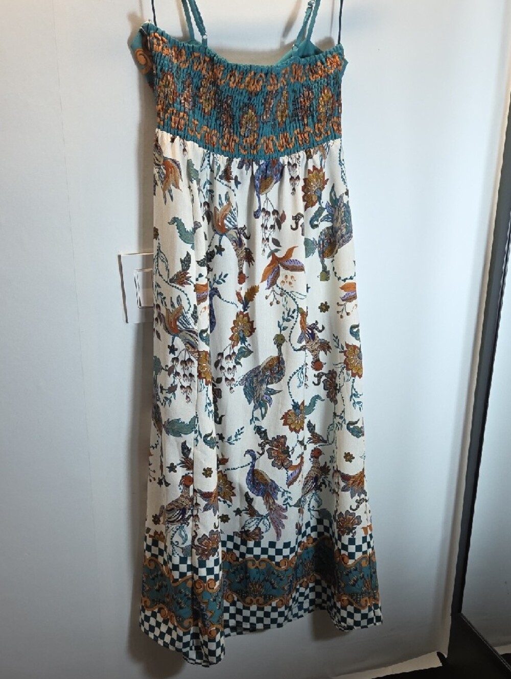 Rachel Zoe Teal and Cream Floral Maxi Dress Size 12 - Picture 2 of 4